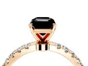Open Basket Engagement Ring Setting for Fancy Black Emerald Cut Center with Pave Band and Prong Head in Rose Gold