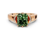 Solitaire Engagement Ring Setting for Fancy Green Radiant Cut Center with Wide Band, Pave Collar and Prong Head in Rose Gold