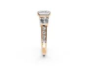 Channel-Set Engagement Ring Setting for Radiant Cut Center with Baguette Band and Prong Head in Rose Gold