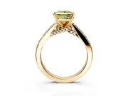 Solitaire Engagement Ring Setting for Fancy Yellow Princess Cut Center with Crossover Accents and Prong Head in Yellow Gold