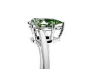 Solitaire Engagement Ring Setting for Fancy Green Pear-Shaped Center with Plain Bypass Twist Band and Prong Head in Platinum