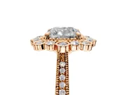 Milgrain Halo Engagement Ring Setting for Cushion Cut Center with Bezel Point Accents and Prong Head in Rose Gold