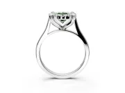 Single Halo Engagement Ring Setting for Fancy Green Oval Center with Corner Claws, Plain Band and Prong Head in Platinum