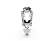 Solitaire Engagement Ring Setting for Fancy Green Round Cut Center with Wide-Open Split Shank and Prong Head in Platinum