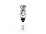 Solitaire Engagement Ring Setting for Fancy Pink Round Cut Center with Criss-Cross Accent Band and Prong Head in White Gold