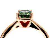 Solitaire Engagement Ring Setting for Fancy Green Emerald Cut Center with Knife Ridge Band and Claw Prong Head in Rose Gold
