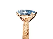 Solitaire Engagement Ring Setting for Fancy Blue Pear-Shaped Center with Engraved Milgrain Band and Prong Head in Rose Gold