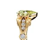 Solitaire Engagement Ring Setting for Fancy Yellow Pear-Shaped Center with Marquise and Bezel Accents and Prong Head in Yellow Gold