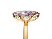 Hidden Halo Engagement Ring Setting for Fancy Pink Marquise Center with Thin Rounded Band and Prong Head in Yellow Gold