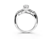 5 Stone Engagement Ring Setting for Pear-Shaped Center with Graduated Accents and Prong Head in Sterling Silver