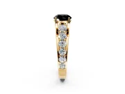 Solitaire Engagement Ring Setting for Fancy Black Round Cut Center with Graduated Shared Prongs and Prong Head in Yellow Gold