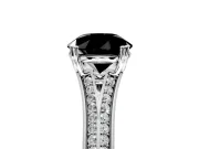 Solitaire Engagement Ring Setting for Fancy Black Round Cut Center with Pave Rail Split Shank and Prong Head in White Gold