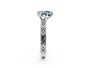 Solitaire Engagement Ring Setting for Fancy Blue Pear-Shaped Center with Milgrain X Pattern Band and Prong Head in Platinum