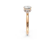 Hidden Halo Engagement Ring Setting for Princess Cut Center with Plain Rounded Band and Prong Head in Rose Gold