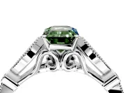 Solitaire Engagement Ring Setting for Fancy Green Emerald Cut Center with Marquise and Bezel Accents and Prong Head in Platinum