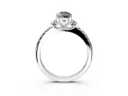 Paired Accent Engagement Ring Setting for Fancy Green Pear-Shaped Center with Pave Band and Prong Head in Sterling Silver