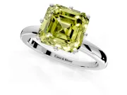 Solitaire Engagement Ring Setting for Fancy Yellow Asscher Cut Center with Plain Band and Tulip Prong Head in White Gold