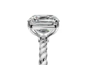 Solitaire Engagement Ring Setting for Asscher Cut Center with Plain Twisted Rope Band and Prong Head in White Gold