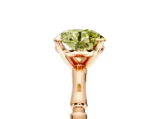 Solitaire Engagement Ring Setting for Fancy Yellow Round Cut Center with Bamboo Band and Prong Head in Rose Gold