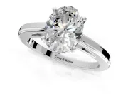 Solitaire Engagement Ring Setting for Oval Center with Flat-Sided Plain Band and Prong Head in Platinum