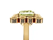 Cluster Halo Engagement Ring Setting for Fancy Yellow Princess Cut Center with Milgrain Bezel Accents and Prong Head in Yellow Gold
