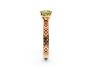 Solitaire Engagement Ring Setting for Fancy Yellow Cushion Cut Center with Milgrain X Pattern Band and Prong Head in Rose Gold