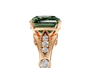 Solitaire Engagement Ring Setting for Fancy Green Asscher Cut Center with Marquise and Bezel Accents and Prong Head in Rose Gold