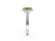 Floral Engagement Ring Setting for Fancy Yellow Emerald Cut Center with Four Accent Clusters and Prong Head in Platinum