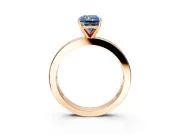 Solitaire Engagement Ring Setting for Fancy Blue Radiant Cut Center with Channel Baguette Band and Prong Head in Rose Gold