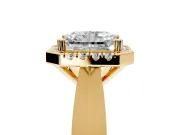 Halo Engagement Ring Setting for Radiant Cut Center with Square Band and Prong Head in Yellow Gold