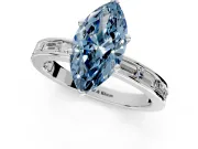 Solitaire Engagement Ring Setting for Fancy Blue Marquise Center with Channel Baguette Band and Prong Head in Platinum