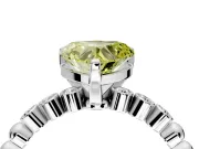 Solitaire Engagement Ring Setting for Fancy Yellow Heart-Shaped Center with Bezel-Dot Beaded Band and Prong Head in Platinum