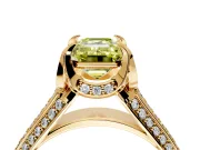 Solitaire Engagement Ring Setting for Fancy Yellow Emerald Cut Center with Accented Split Shank and Prong Head in Yellow Gold