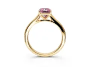 Solitaire Engagement Ring Setting for Fancy Pink Radiant Cut Center with Narrow Cathedral Band and Prong Head in Yellow Gold