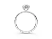 Hidden Halo Engagement Ring Setting for Oval Center with Thin Round-Wire Band and Prong Head in Platinum
