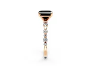 Solitaire Engagement Ring Setting for Fancy Black Asscher Cut Center with Alternating Size Accents and Prong Head in Rose Gold