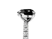 Solitaire Engagement Ring Setting for Fancy Black Heart-Shaped Center with Fine Pave Narrow Band and Prong Head in Platinum