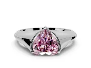 Tension Engagement Ring Setting for Fancy Pink Heart-Shaped Center with Wide Tapered Band and Tension Head in Sterling Silver