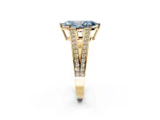 Split Shank Engagement Ring Setting for Fancy Blue Marquise Center with Pave Split Shank and Prong Head in Yellow Gold