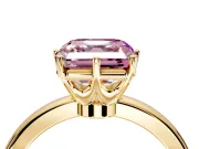 Solitaire Engagement Ring Setting for Fancy Pink Asscher Cut Center with Plain Band and Tulip Prong Head in Yellow Gold