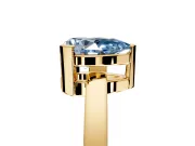 Solitaire Engagement Ring Setting for Fancy Blue Pear-Shaped Center with Plain Band and Flat Tab Prong Head in Yellow Gold