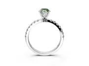 Open Basket Engagement Ring Setting for Fancy Green Marquise Center with Pave Band and Prong Head in Sterling Silver