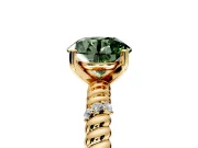Rope Engagement Ring Setting for Fancy Green Round Cut Center with Accent Shoulders and Prong Head in Yellow Gold