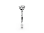 Solitaire Engagement Ring Setting for Heart-Shaped Center with Bezel Station Band and Prong Head in Platinum
