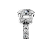 Paired Accent Engagement Ring Setting for Round Cut Center with Pave Band and Prong Head in Sterling Silver