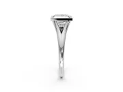 Solitaire Engagement Ring Setting for Princess Cut Center with V Split Shank and Bezel Head in Platinum