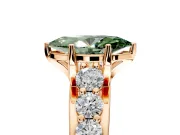 Solitaire Engagement Ring Setting for Fancy Green Marquise Center with Graduated Shared Prongs and Prong Head in Rose Gold