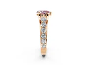 Solitaire Engagement Ring Setting for Fancy Pink Pear-Shaped Center with Graduated Shared Prongs and Prong Head in Rose Gold
