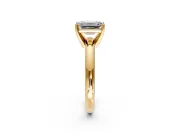 Solitaire Engagement Ring Setting for Emerald Cut Center with Wire Band and Prong Head in Yellow Gold