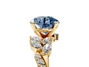 Solitaire Engagement Ring Setting for Fancy Blue Round Cut Center with Marquise Accent Twist Band and Prong Head in Yellow Gold